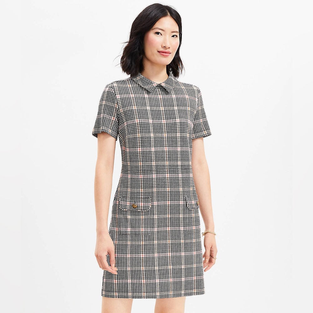 Plaid Ponte Button Pocket Dress